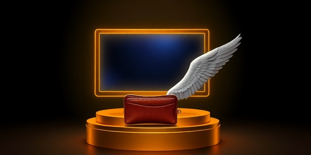 Una ilustración conceptual y satírica de un monitor de computadora ultra moderno y brillante que emite una luz cegadora, colocado sobre un pedestal de oro. A los pies del monitor, una billetera abierta y vacía con alas, volando lejos. Estilo artístico digital, colores vibrantes, fondo oscuro de estudio, atmósfera de consumismo tecnológico.