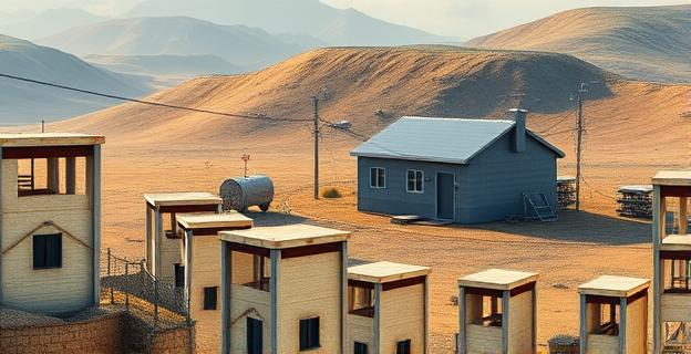 Imagen de un lugar apartado en el campo con medidas de seguridad alrededor, sin personas visibles