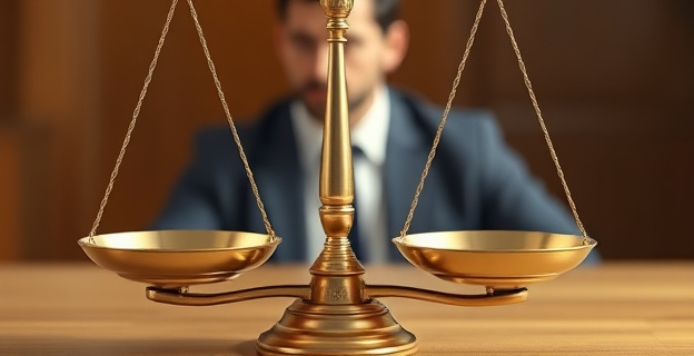 Una balanza con un lado representando la ordinalidad territorial y el otro la progresividad fiscal, con una figura borrosa de un profesional cualificado al fondo, simbolizando el talento en juego.
