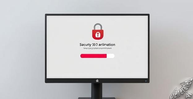 Una pantalla de ordenador mostrando una página de verificación de seguridad con un mensaje de espera, fondo gris tenue y una barra de carga animada