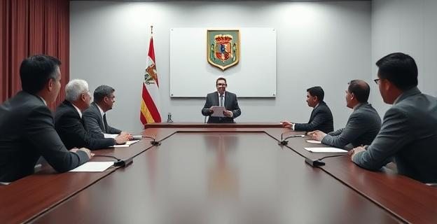 Imagen de una reunión oficial frustrada entre representantes del Ministerio del Interior y SOS Desaparecidos, con un ambiente tenso y una mesa vacía