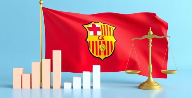Una imagen representando la bandera de Cataluña ondeando junto a gráficos que muestran un incremento financiero y una balanza simbolizando el principio de ordinalidad.