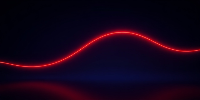 Representación abstracta de una curva ascendente de color rojo intenso sobre un fondo azul oscuro, simbolizando el aumento de la temperatura corporal. La curva debe ser fluida y orgánica, con destellos sutiles que sugieran energía y transformación. Estilo minimalista y moderno, con un enfoque en la forma y el color.