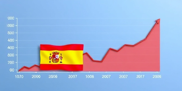 Un gráfico que muestra la evolución de la economía española en los últimos años, con una tendencia alcista en el crecimiento del PIB y una disminución de la tasa de desempleo.