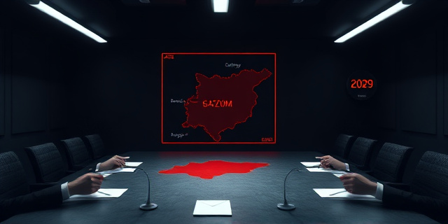 
  Una mesa de negociación en penumbra, iluminada por focos fríos. Al centro, un mapa de Cataluña con líneas rojas trazando fronteras fiscales imaginarias: la ATC como un dragón devorando billetes, la Zona Franca como un castillo de naipes a punto de caer, y un tren de alta velocidad dibujado con tiza, esquivando Barcelona como un niño esquiva el charco. En primer plano, manos intercambiando sobres con cifras en euros (527M, 5.200M) mientras al fondo, un reloj marca 