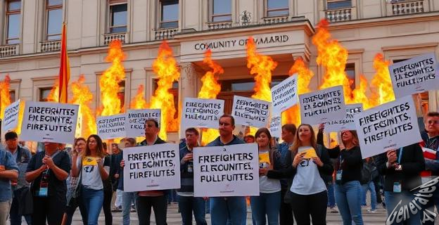 Imagen de miembros de PETA protestando ante la sede de la Comunidad de Madrid con carteles que dicen 