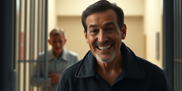 Una imagen de un preso de ETA saliendo de la cárcel con una sonrisa en el rostro, mientras que una víctima de ETA llora en el fondo