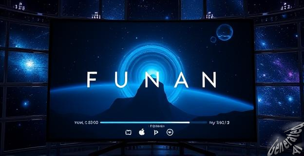  Imagen de la pantalla de Apple TV+ mostrando la serie Fundación en reproducción, con un fondo de una galaxia futurista.