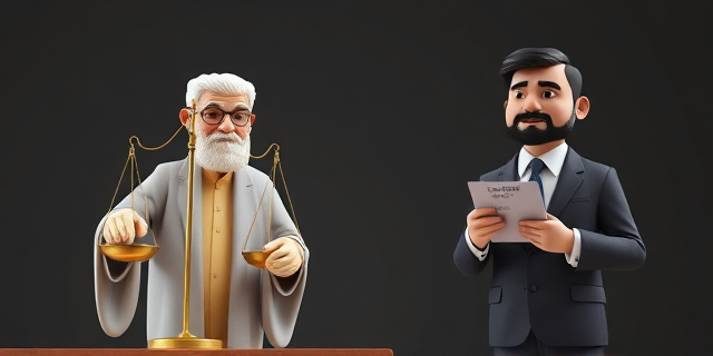Una imagen de un juez con una balanza y un político con una tarjeta de crédito